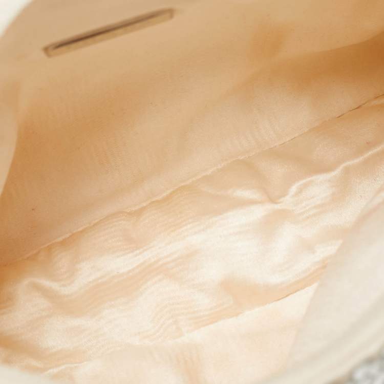 Pre Owned Prada Re-Edition 2000 Crystal Studded White Satin Shoulder Bag