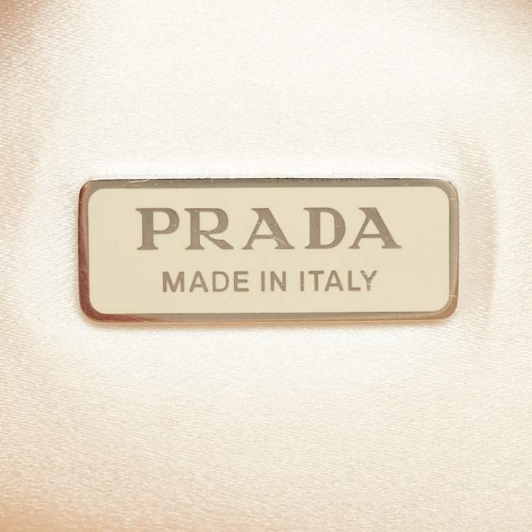 Pre Owned Prada Re-Edition 2000 Crystal Studded White Satin Shoulder Bag