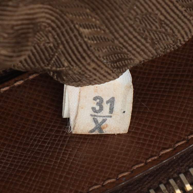 Pre Owned Prada Galleria Double Zip Small Brown Saffiano Lux Leather Tote