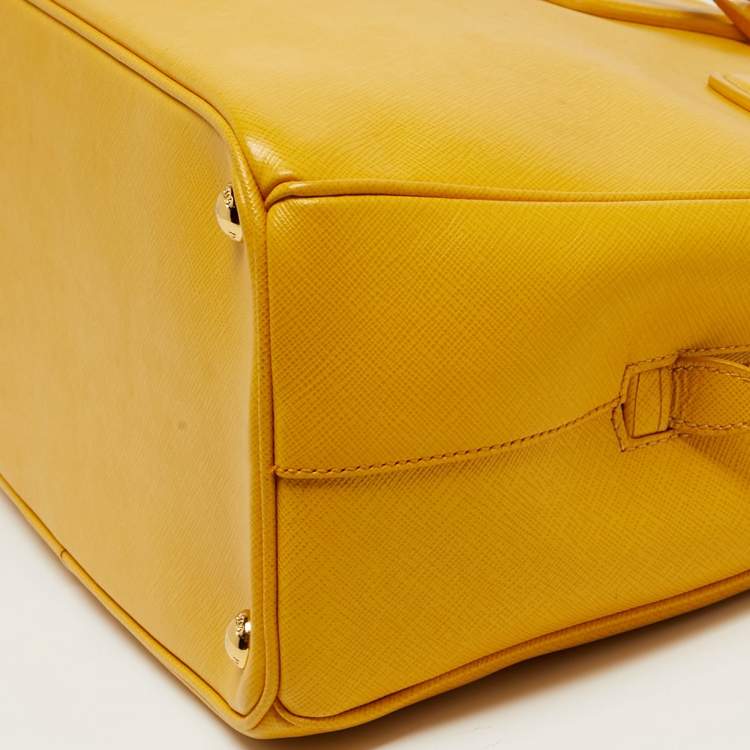 Pre Owned Prada Parabole Yellow Saffiano Leather Tote