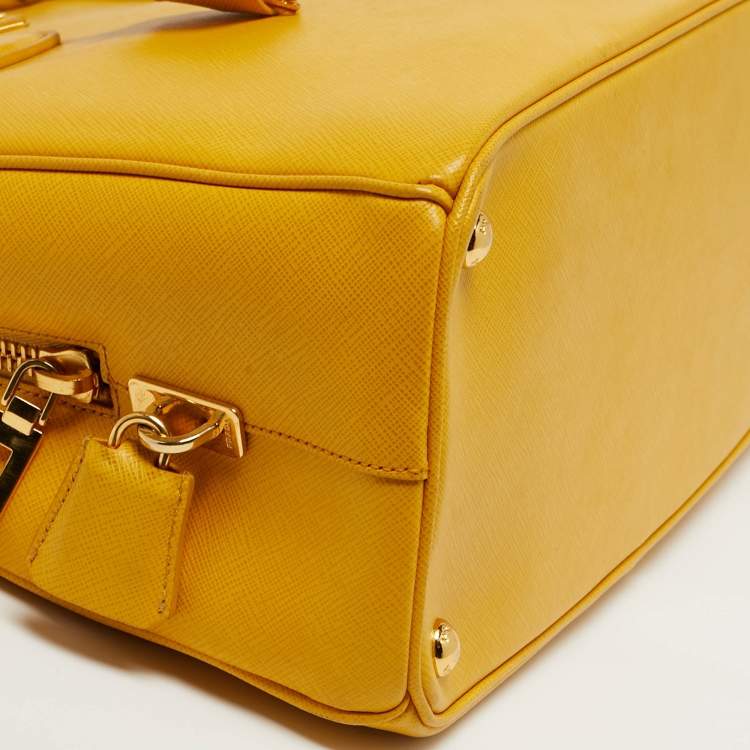 Pre Owned Prada Parabole Yellow Saffiano Leather Tote