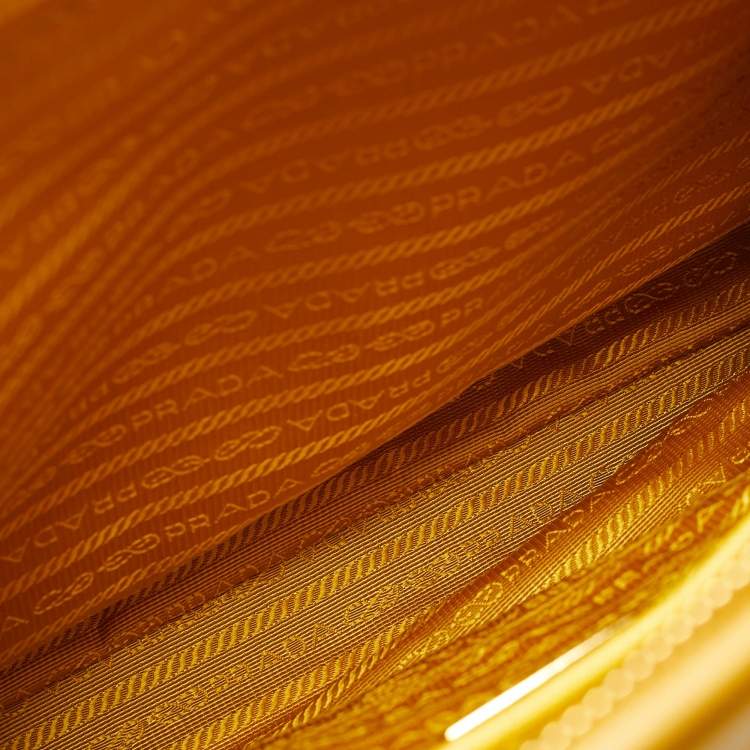 Pre Owned Prada Parabole Yellow Saffiano Leather Tote