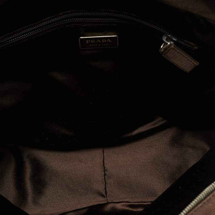 مملوكة مسبقًا Prada Dark Brown/Yellow Canvas and Leather Bowler Bag
