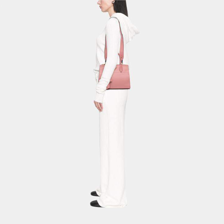 Pre Owned Prada Pink City Calf Trimmed Saffiano Greche Paradigme Bag