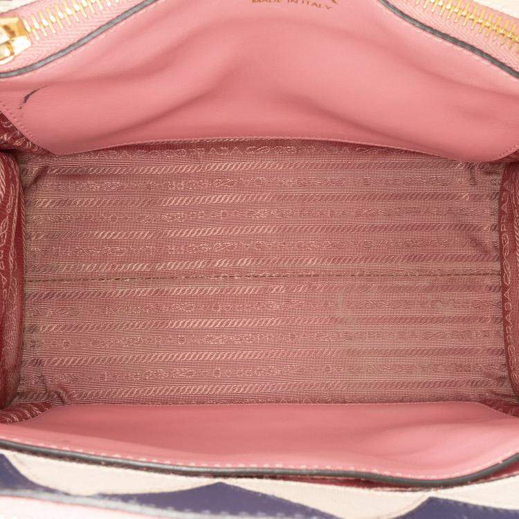 Pre Owned Prada Pink City Calf Trimmed Saffiano Greche Paradigme Bag