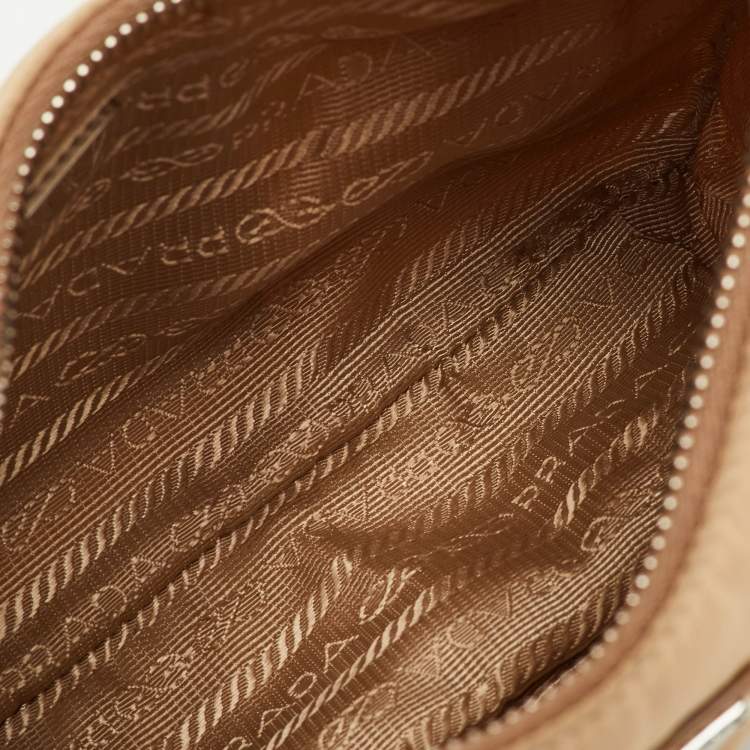 Pre Owned Prada Re-Edition 2005 Beige Nylon Shoulder Bag