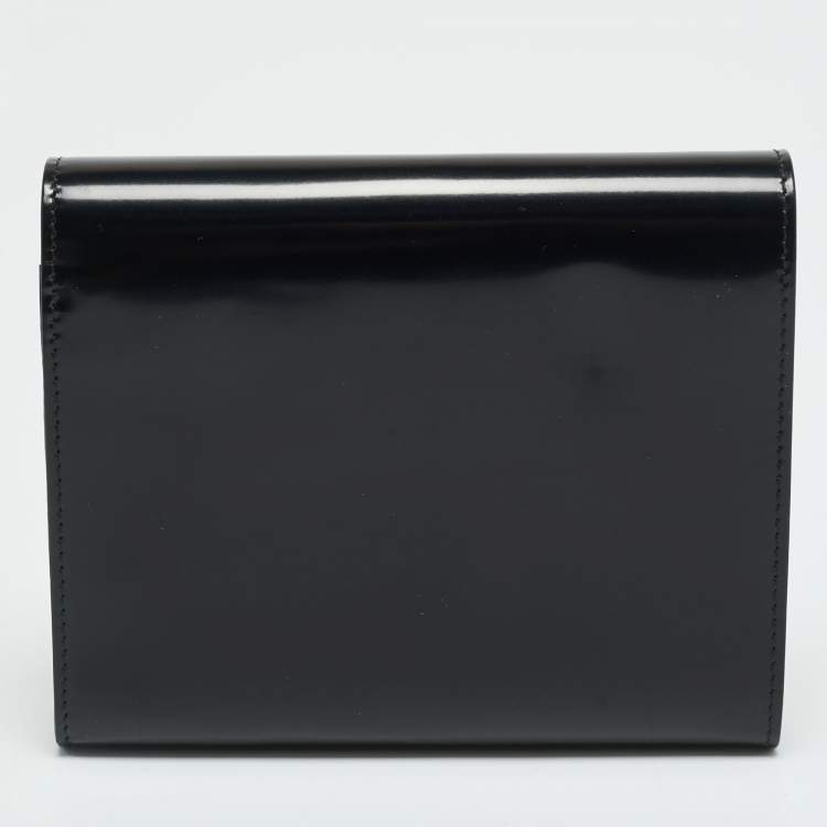Pre Owned Prada Black Spazzolato Leather Trifold Wallet