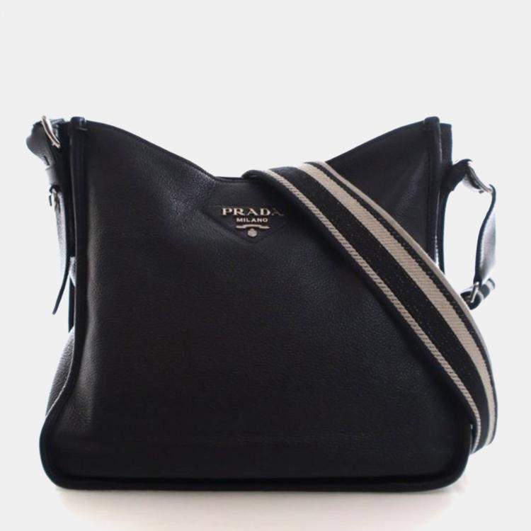 مملوكة مسبقًا Prada Medium Vitello Daino Black Crossbody Bag