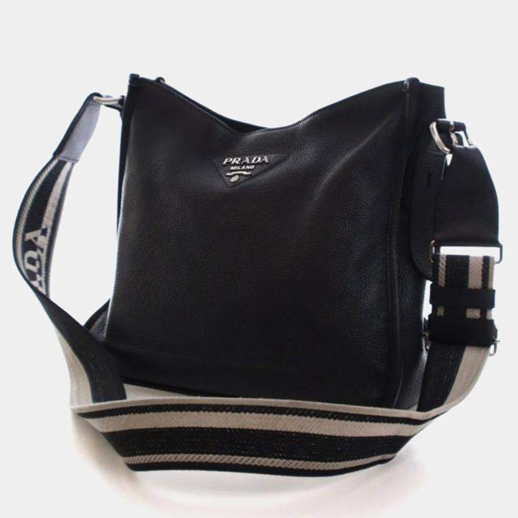 مملوكة مسبقًا Prada Medium Vitello Daino Black Crossbody Bag