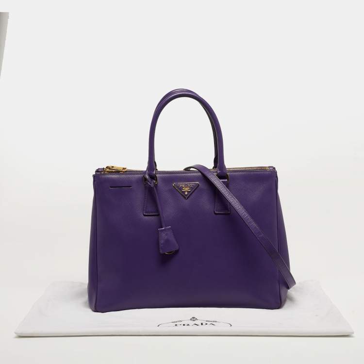 Pre Owned Prada Double Zip Large Saffiano Leather Tote
