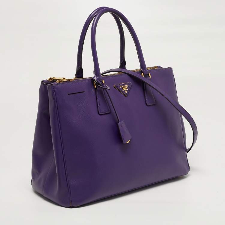 Pre Owned Prada Double Zip Large Saffiano Leather Tote