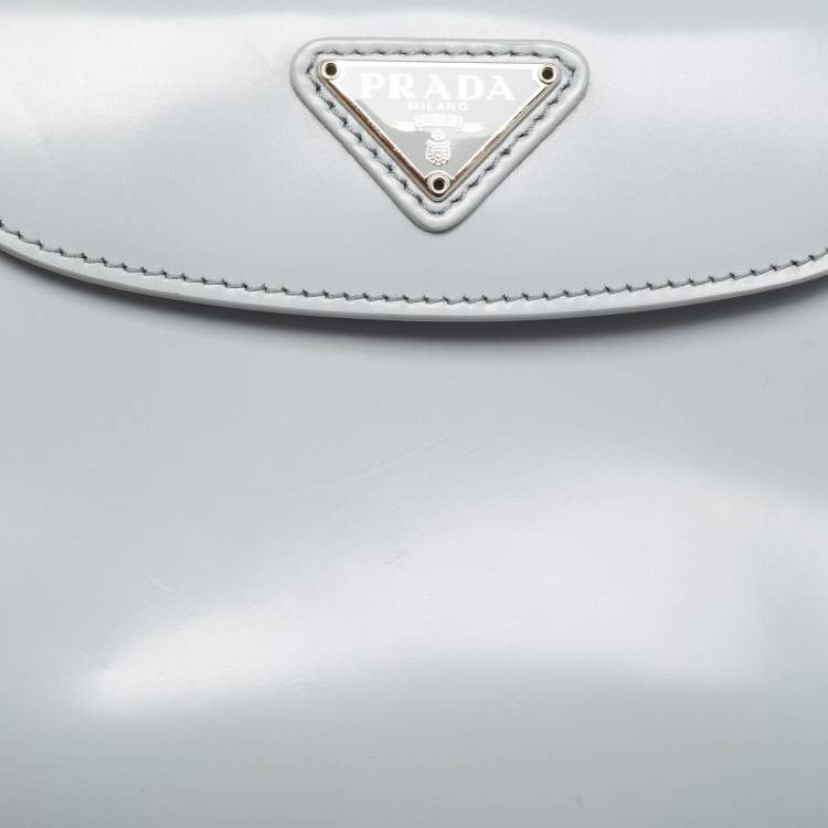 Pre Owned Prada Cleo Mini Grey Spazzolato Leather Shoulder Bag