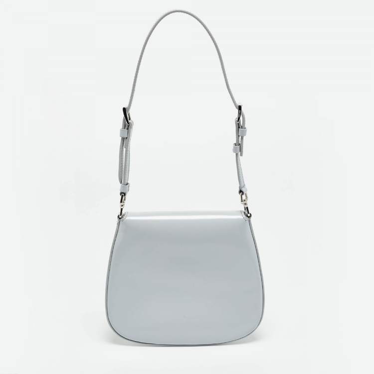 Pre Owned Prada Cleo Mini Grey Spazzolato Leather Shoulder Bag