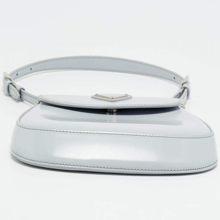 Pre Owned Prada Cleo Mini Grey Spazzolato Leather Shoulder Bag