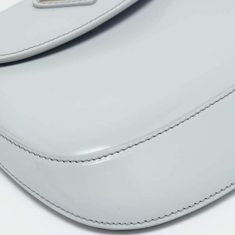 Pre Owned Prada Cleo Mini Grey Spazzolato Leather Shoulder Bag