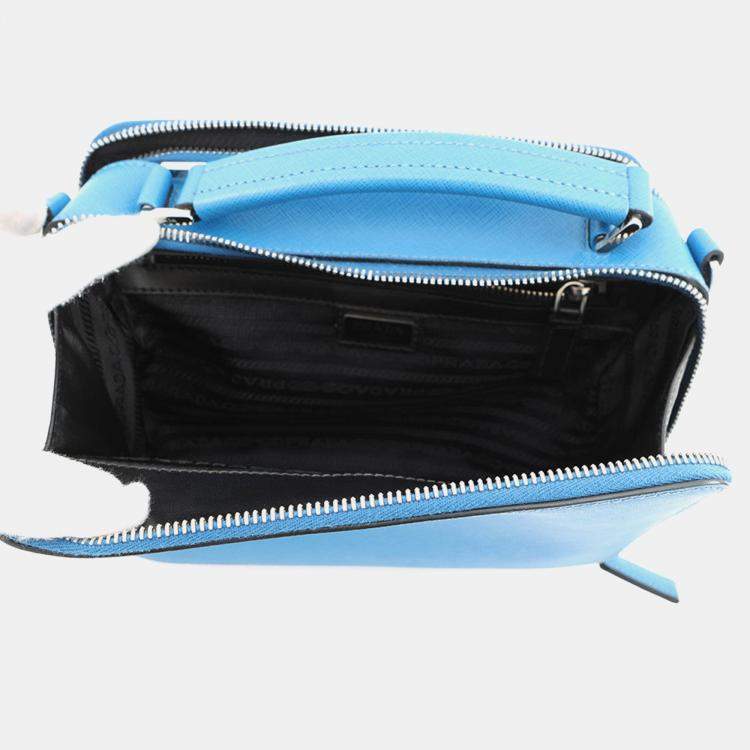 Pre Owned Prada Saffiano Leather 2Way Handbag Blue Leather