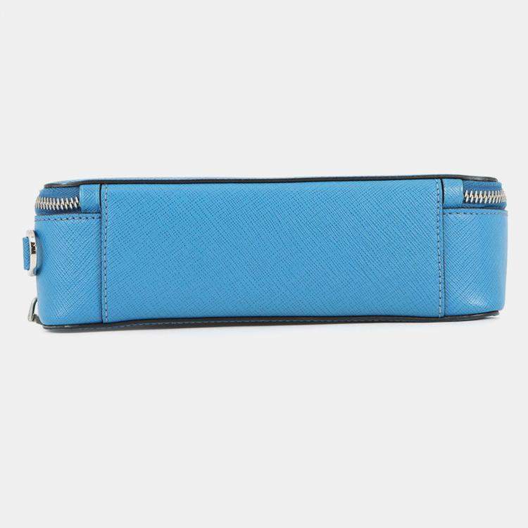 Pre Owned Prada Saffiano Leather 2Way Handbag Blue Leather