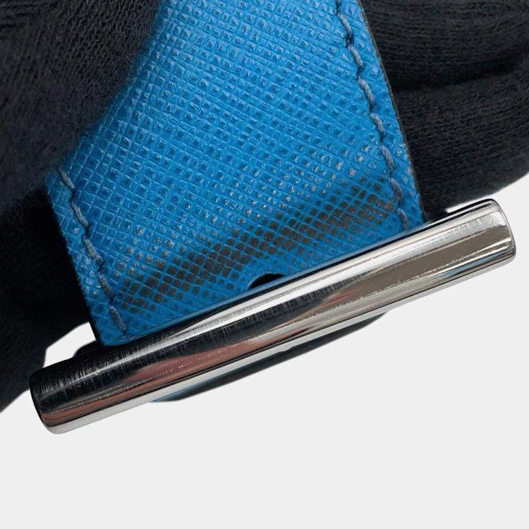 Pre Owned Prada Saffiano Leather 2Way Handbag Blue Leather