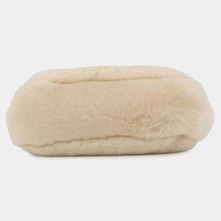 Pre Owned Prada 2Way Handbag Beige Sheepfur Leather