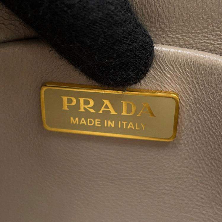 Pre Owned Prada 2Way Handbag Beige Sheepfur Leather