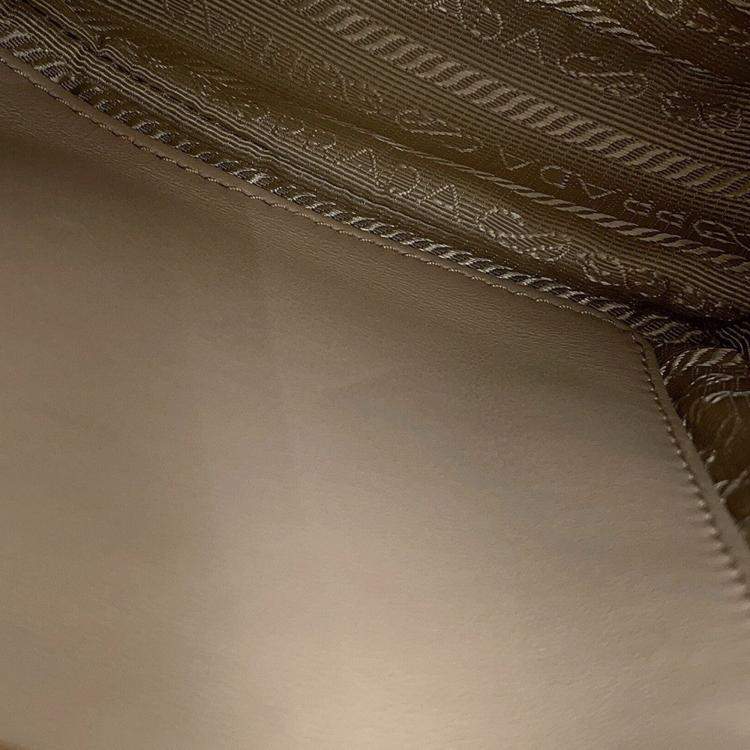 Pre Owned Prada 2Way Handbag Beige Sheepfur Leather