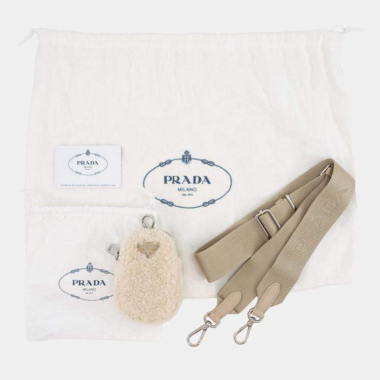 Pre Owned Prada Hobo Bag Shoulder Bag Beige Pile