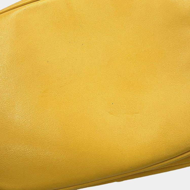 Pre Owned Prada Duet 2Way Bag Yellow Calf Leather Saffiano Leather 