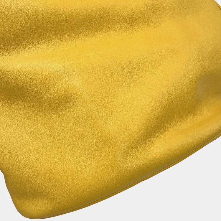 Pre Owned Prada Duet 2Way Bag Yellow Calf Leather Saffiano Leather 