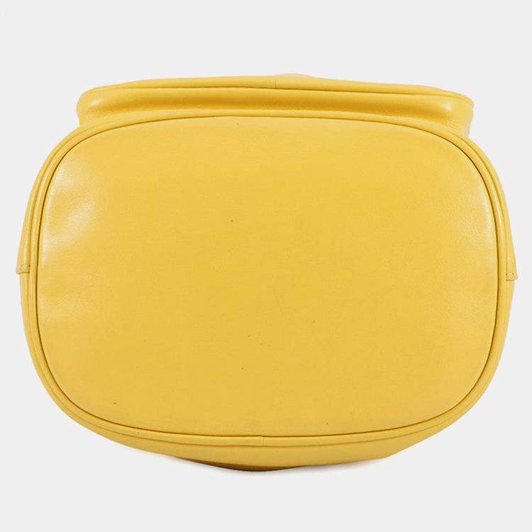 Pre Owned Prada Duet 2Way Bag Yellow Calf Leather Saffiano Leather 