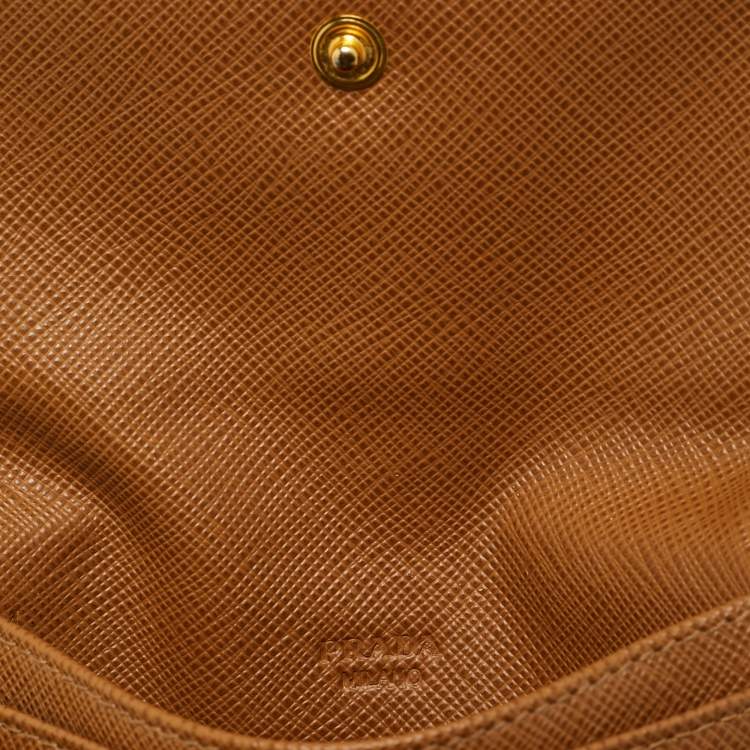 Pre Owned حامل بطاقات بغطاء جلد سافيانو بني برادا