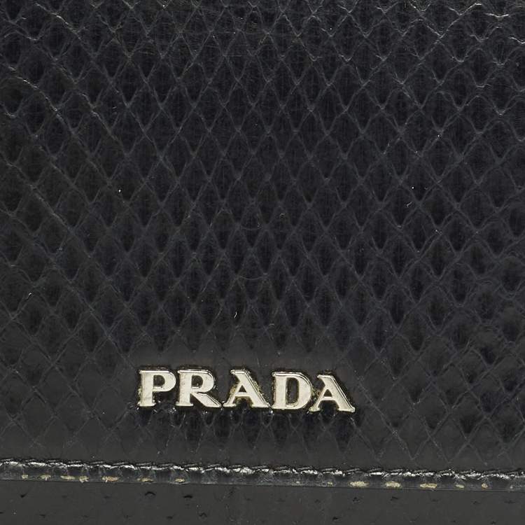 Pre Owned Prada Black Snakeskin Leather Strap Clutch