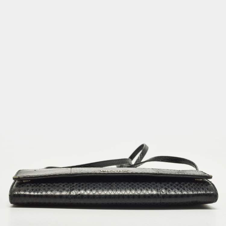 Pre Owned Prada Black Snakeskin Leather Strap Clutch
