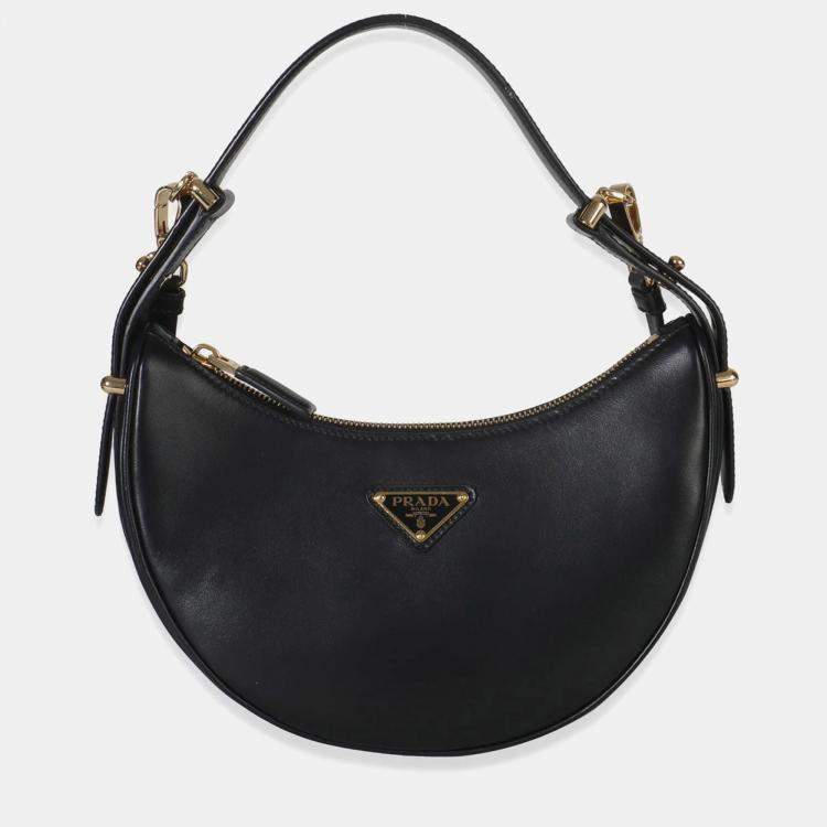 Pre Owned Prada Black Soft Calfskin Small Arque Shoulder Bag