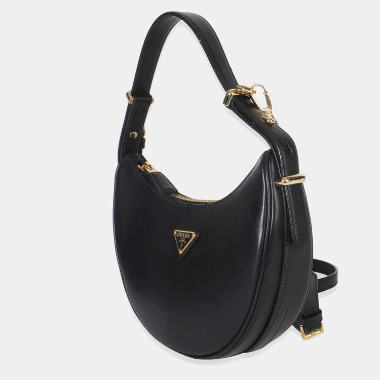 Pre Owned Prada Black Soft Calfskin Small Arque Shoulder Bag