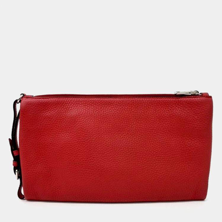 Pre Owned Prada Red Leather clutch