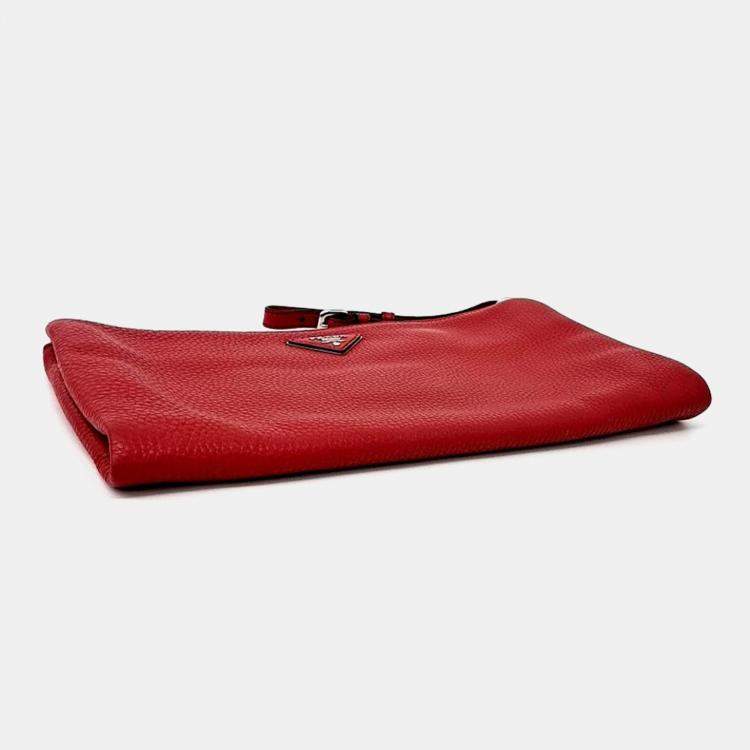 Pre Owned Prada Red Leather clutch