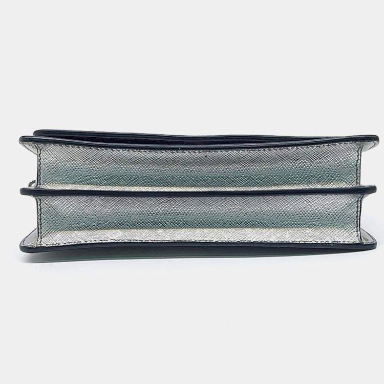 Pre Owned Prada Grey Leather Saffiano Mini Crossbody Bag