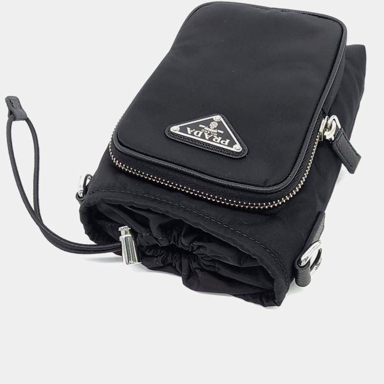 Pre Owned Prada Black Nylon Re-Nylon Phone Holder and Crossbody Bag
