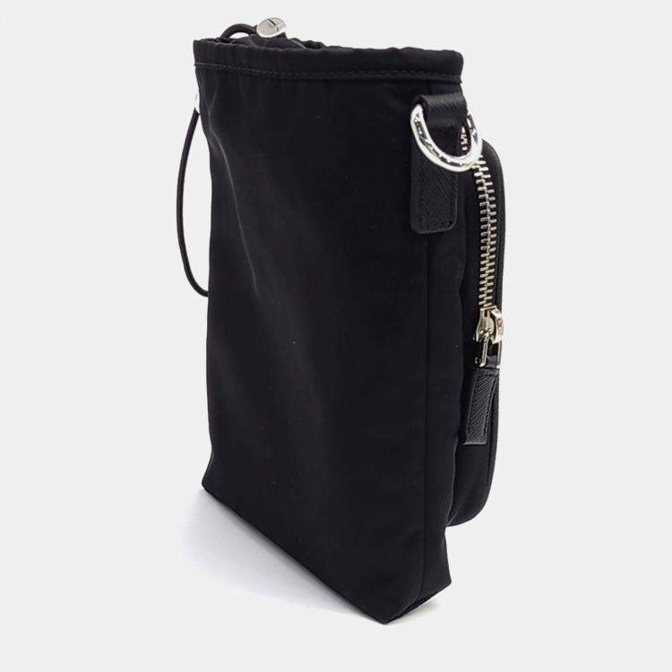 Pre Owned Prada Black Nylon Re-Nylon Phone Holder and Crossbody Bag