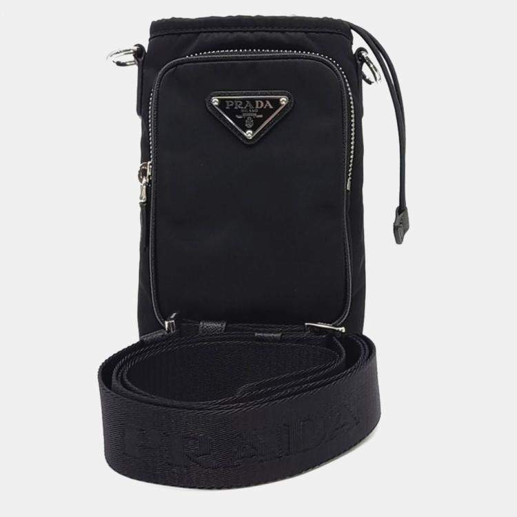 Pre Owned Prada Black Nylon Re-Nylon Phone Holder and Crossbody Bag