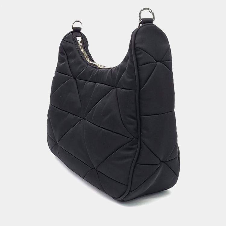 Pre Owned Prada Black Re-Nylon Tessuto Quilted Shoulder Bag