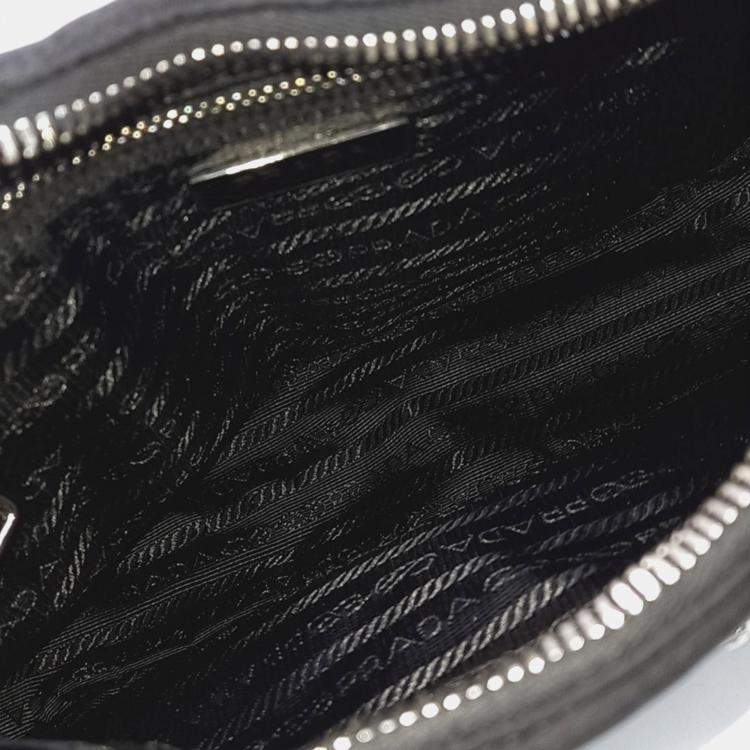 Pre Owned Prada Black Re-Nylon Tessuto Quilted Shoulder Bag
