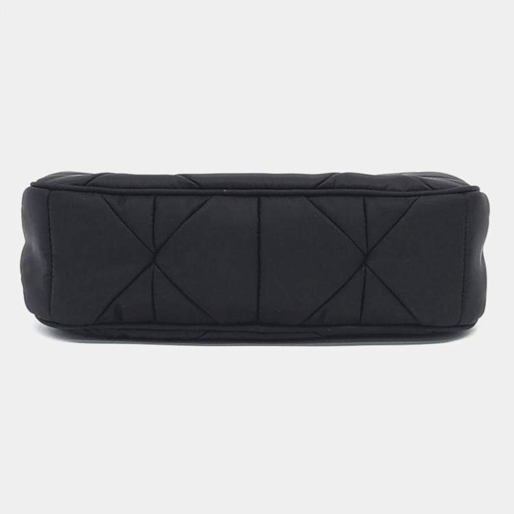 Pre Owned Prada Black Re-Nylon Tessuto Quilted Shoulder Bag
