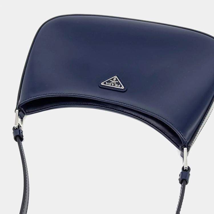 Pre Owned Prada Navy Blue Leather Cleo Hobo Bag