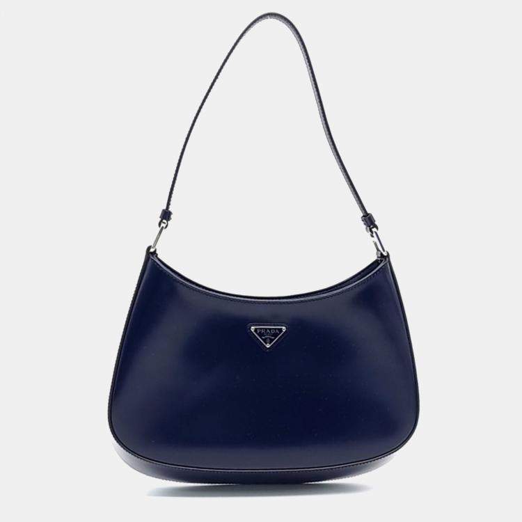 Pre Owned Prada Navy Blue Leather Cleo Hobo Bag