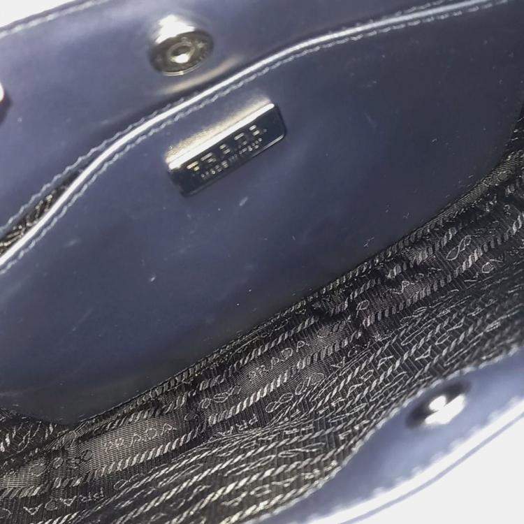 Pre Owned Prada Navy Blue Leather Cleo Hobo Bag
