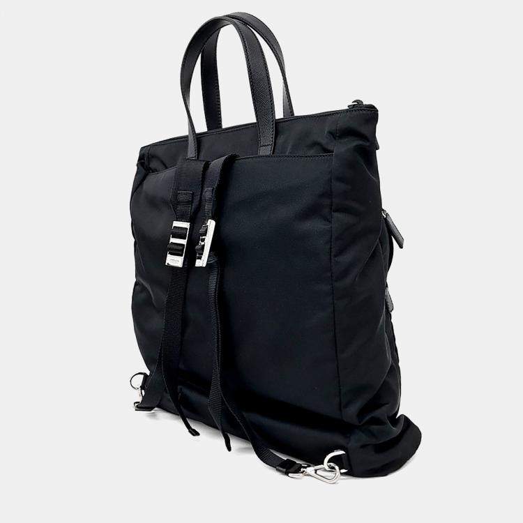 Pre Owned Prada Black Nylon Re-Nylon Tote Bag