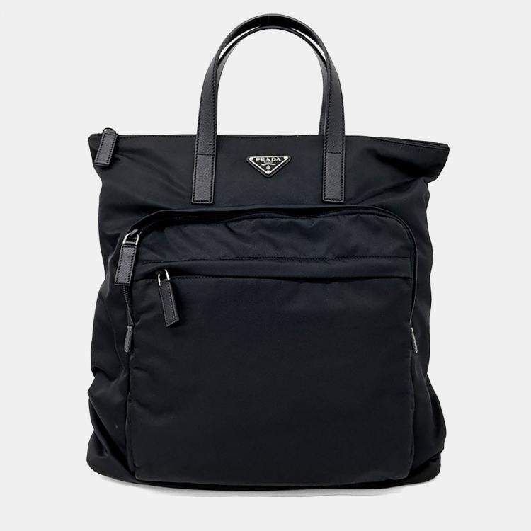 Pre Owned Prada Black Nylon Re-Nylon Tote Bag