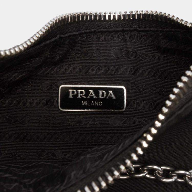 Pre Owned Prada Black Tessuto Re Edition 2005 Satchel