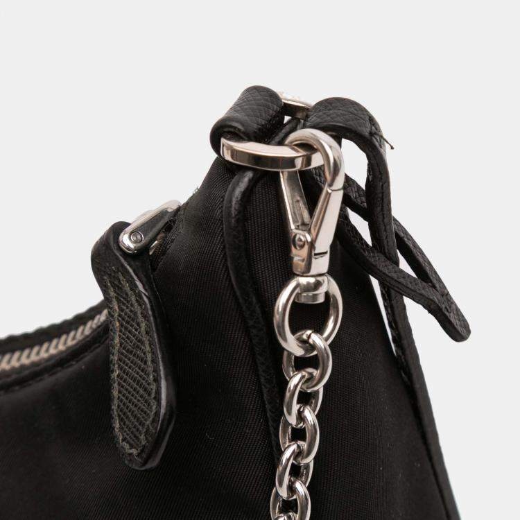 Pre Owned Prada Black Tessuto Re Edition 2005 Satchel